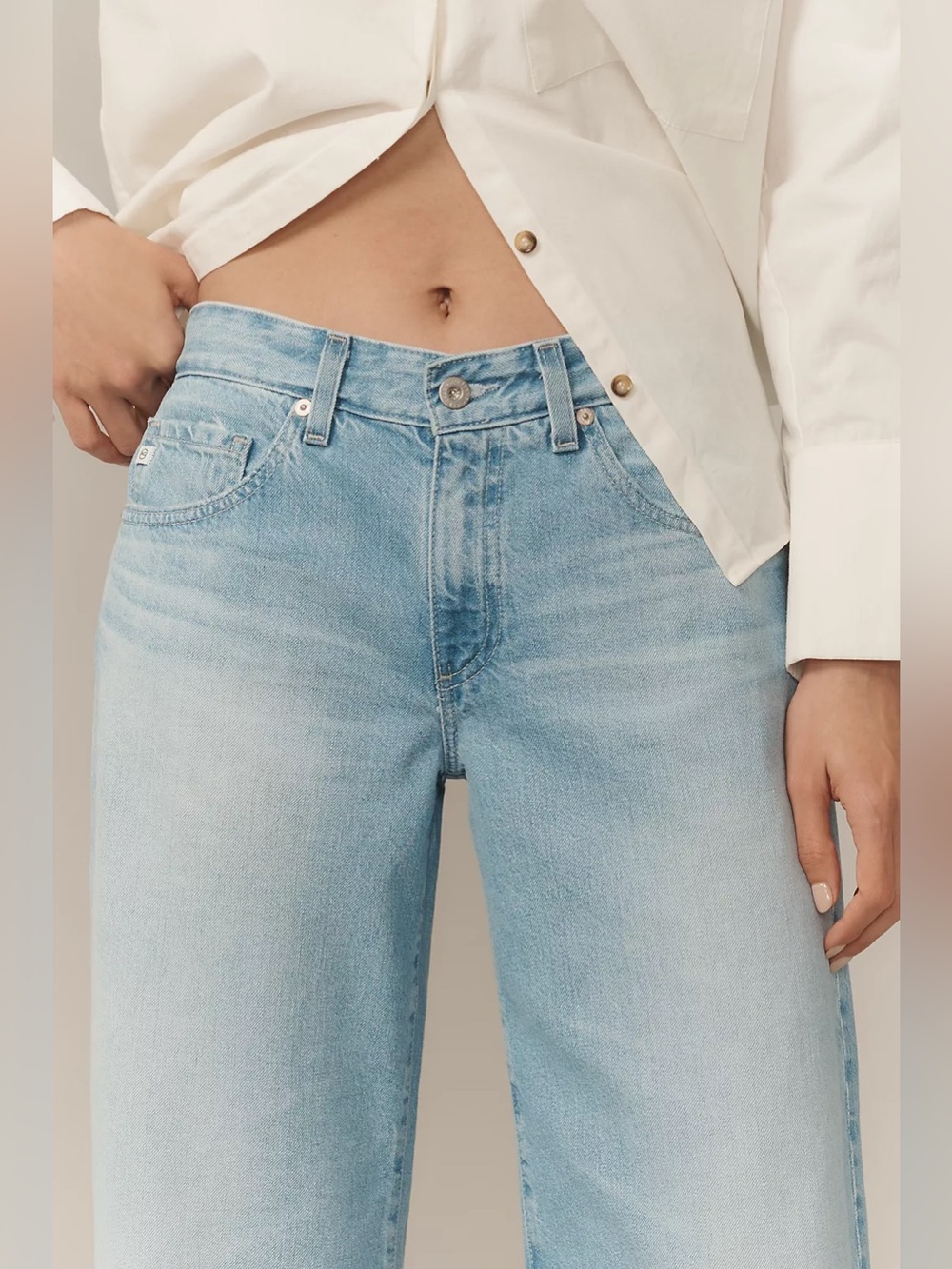 AG Anthropologie Adria Low Rise Wide Leg Jeans Light Wash Size 6 28 - Picture 3 of 9